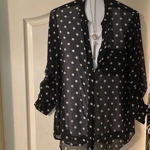 Stylish poka-dotted sheer blouse